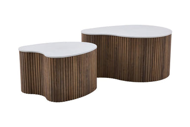 Mesa Travertine Look Nesting Coffee Tables Set of 2