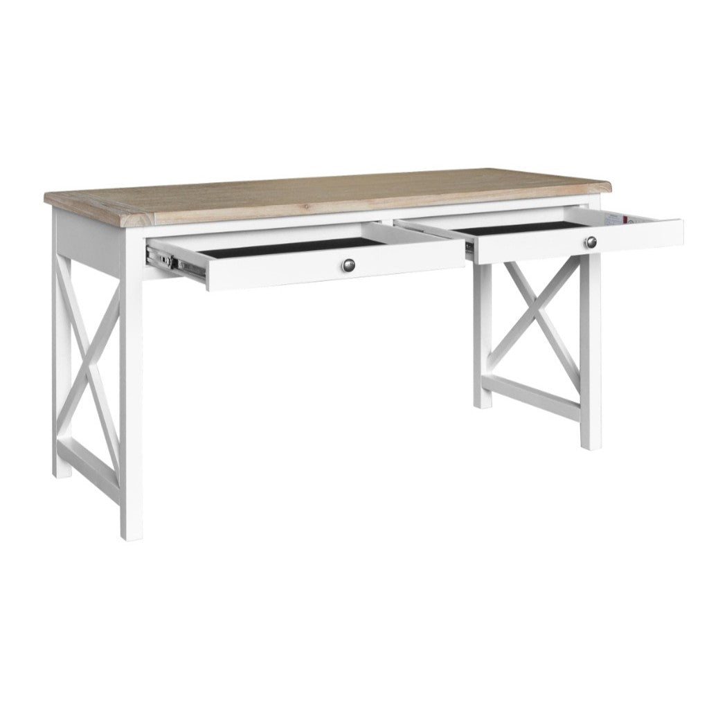 Driftwood 2 Drawer Desk - Oak/White