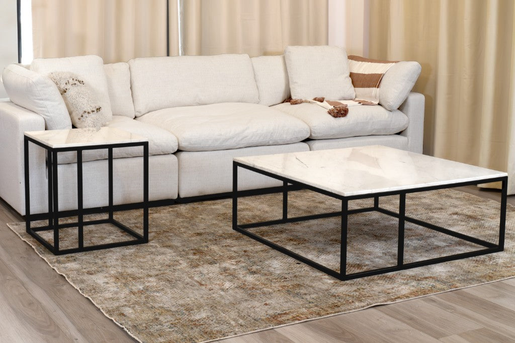 Carrara Marble Coffee Table - Black/White