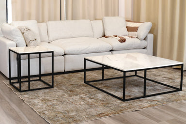 Carrara Marble Coffee Table - Black/White