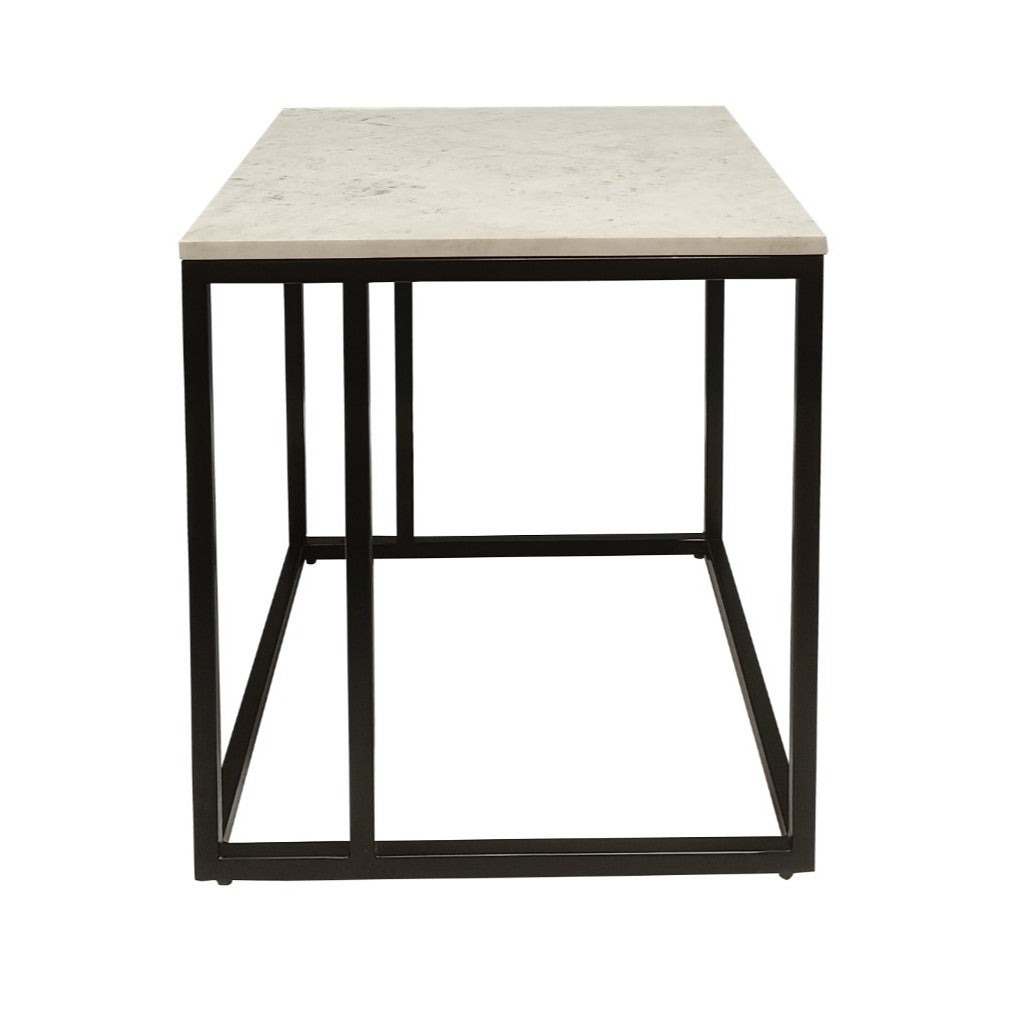Carrara Marble Lamp Table - Black/White