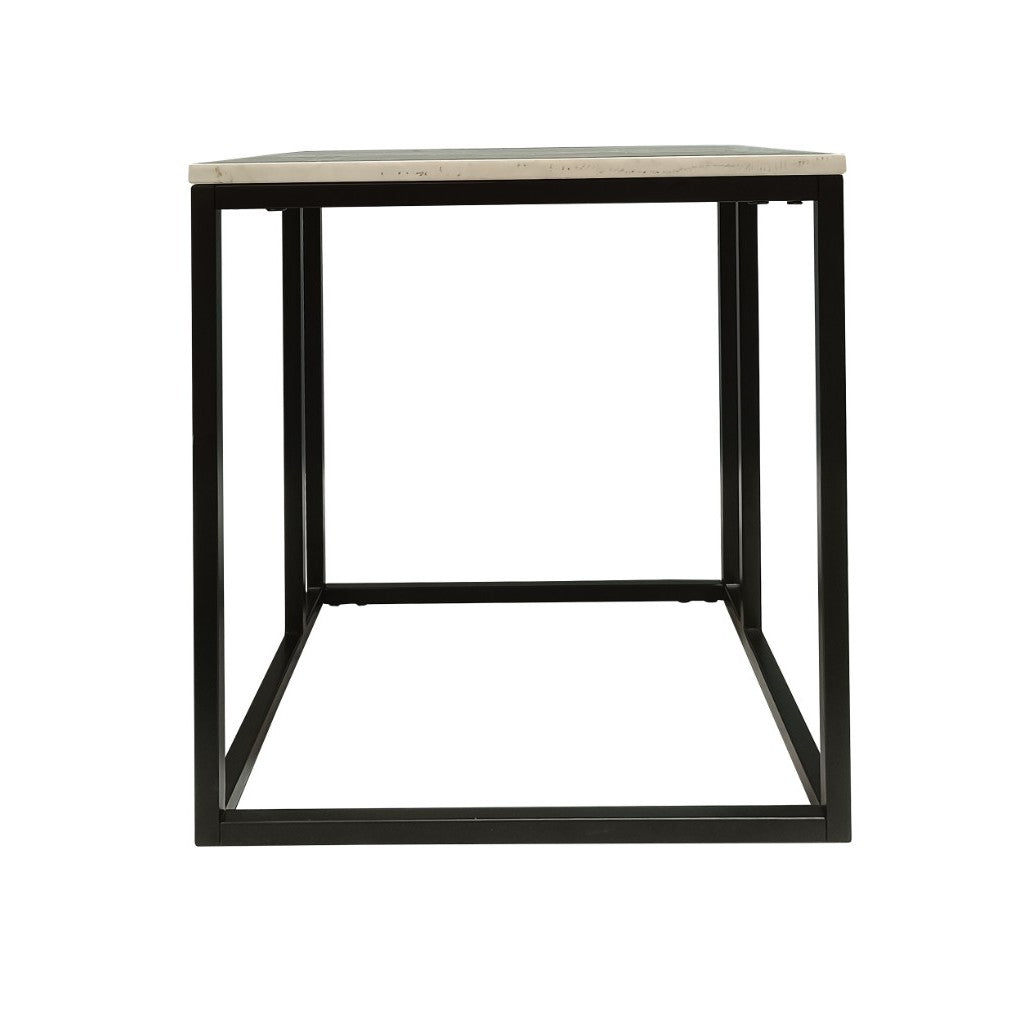 Carrara Marble Lamp Table - Black/White