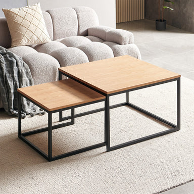 Tribeca Nesting Coffee Tables Set of 2 - Oak/Black