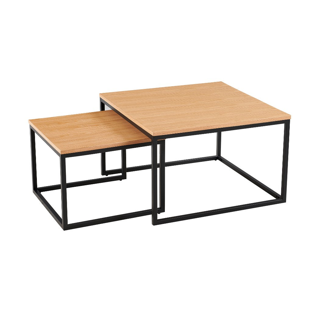 Tribeca Nesting Coffee Tables Set of 2 - Oak/Black