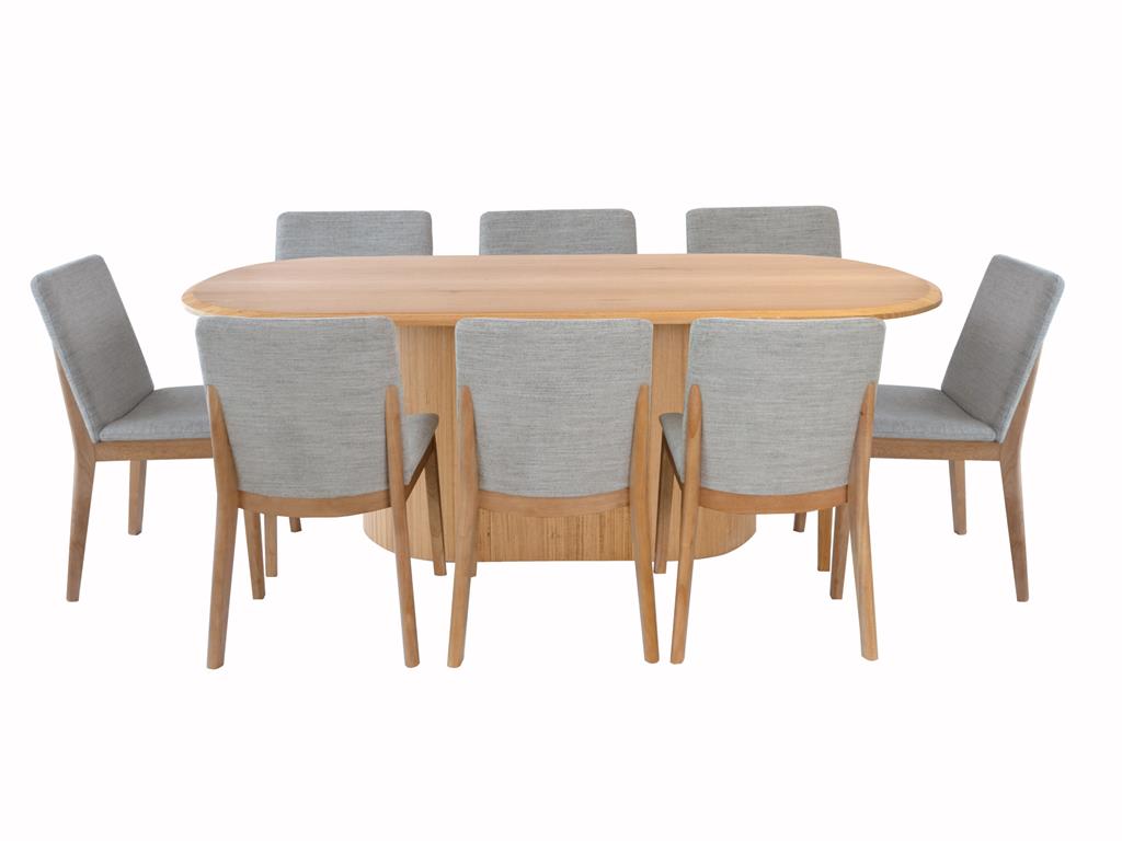 Ashby 2.2m Messmate Dining Table with 8 Chairs