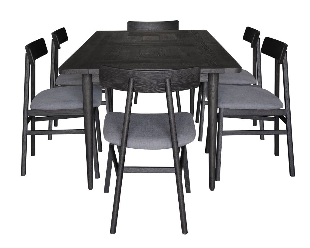 Obsidian Parquet 7 Piece Dining Set 180cm - Black
