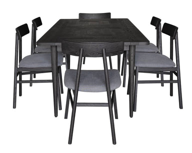 Obsidian Parquet 7 Piece Dining Set 180cm - Black