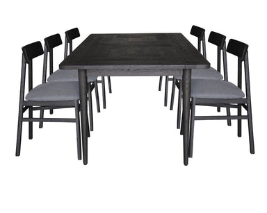 Obsidian Parquet 7 Piece Dining Set 180cm - Black