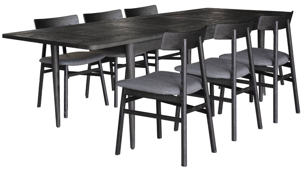 Obsidian Parquet Extension Dining Set - Black