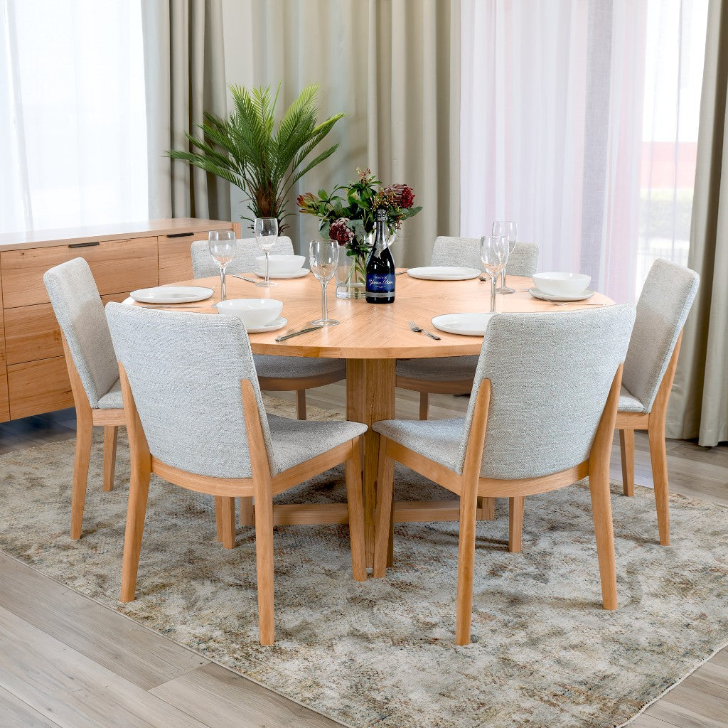 Perisher 7 Piece Round Dining Set 160cm