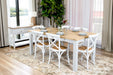 Driftwood Dining Table with 6 White Cafe Chairs