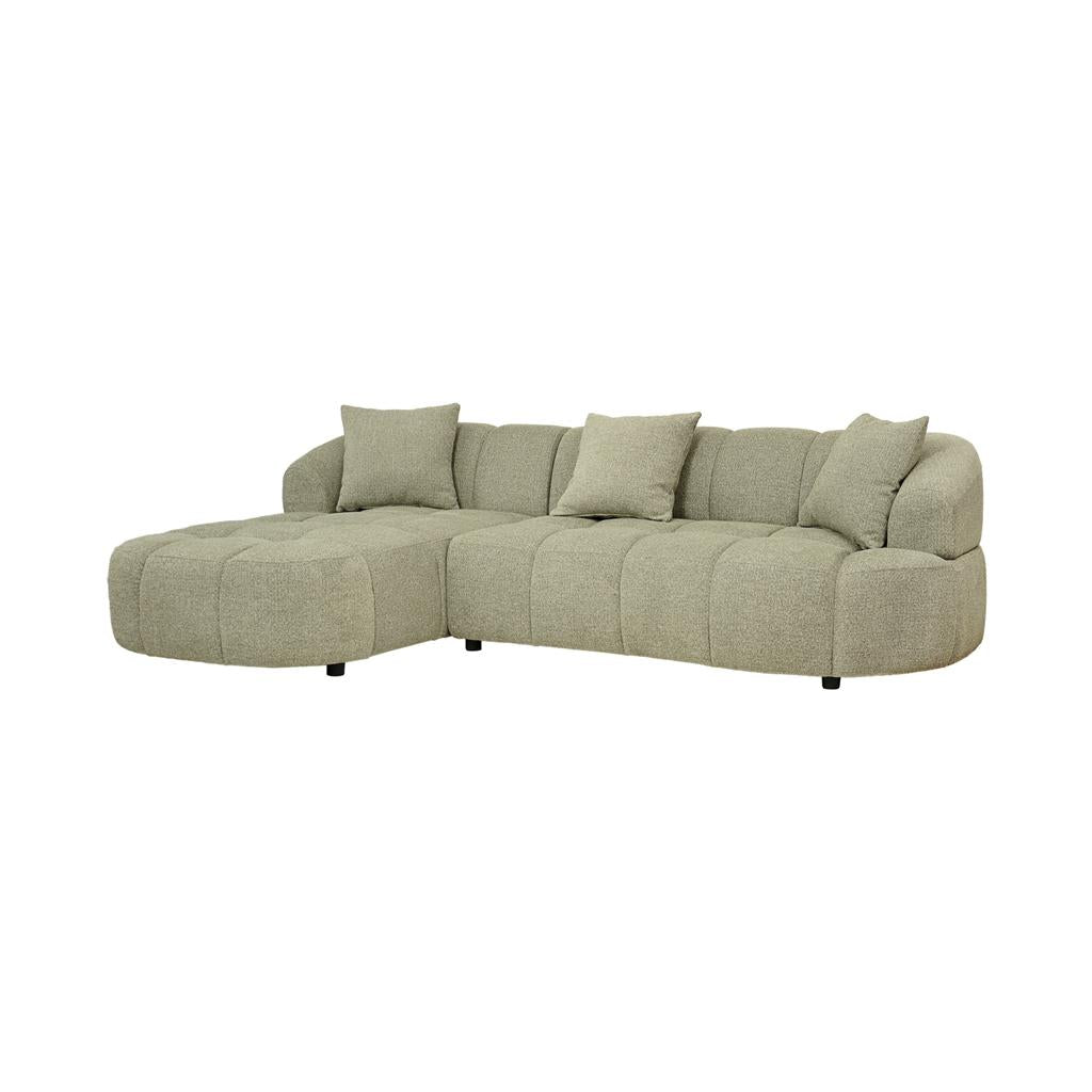 Aubrey Curved Fabric Sofa with Left Chaise - Pistachio