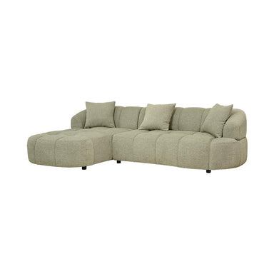 Aubrey Curved Fabric Sofa with Left Chaise - Pistachio