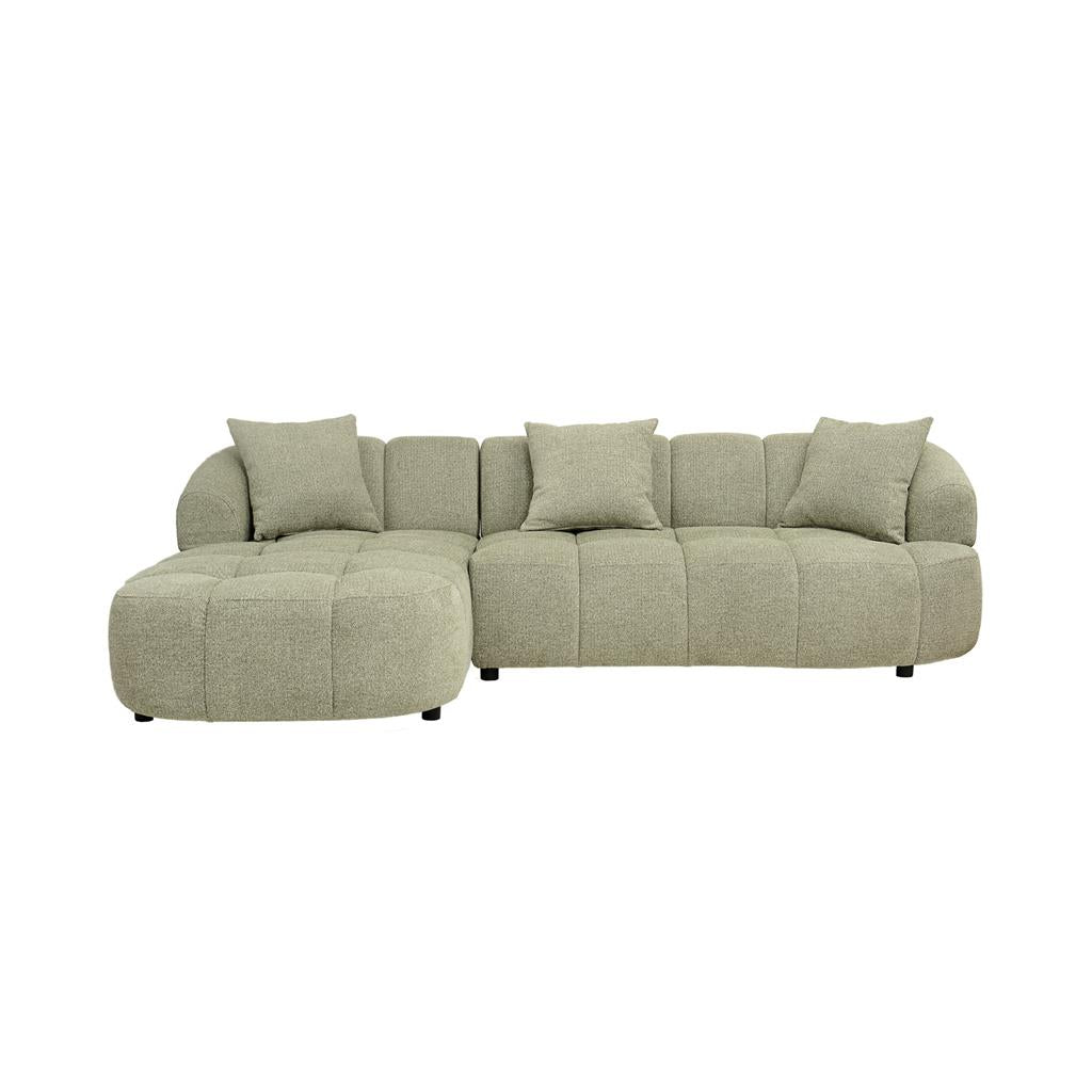Aubrey Curved Fabric Sofa with Left Chaise - Pistachio
