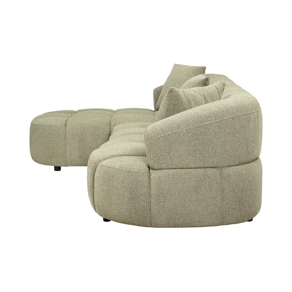 Aubrey Curved Fabric Sofa with Left Chaise - Pistachio