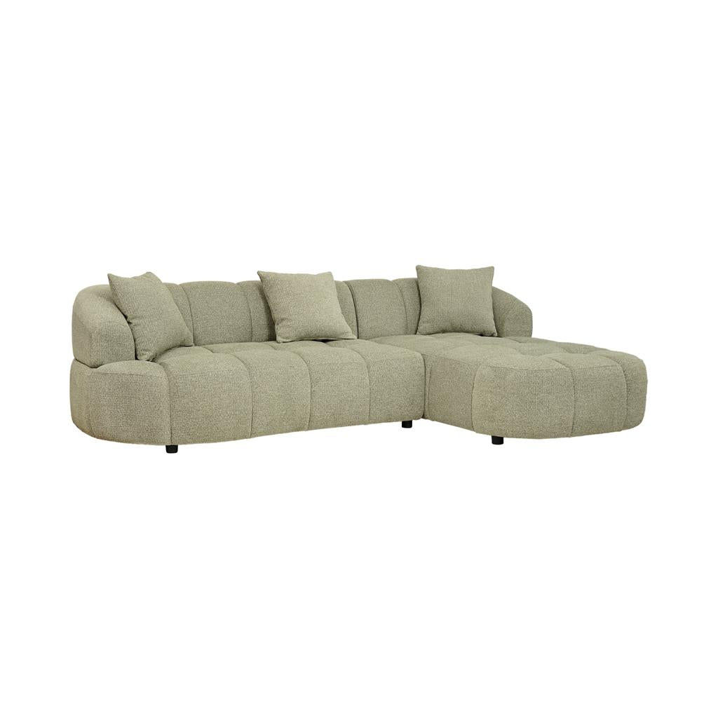 Aubrey Curved Fabric Sofa with Right Chaise - Pistachio