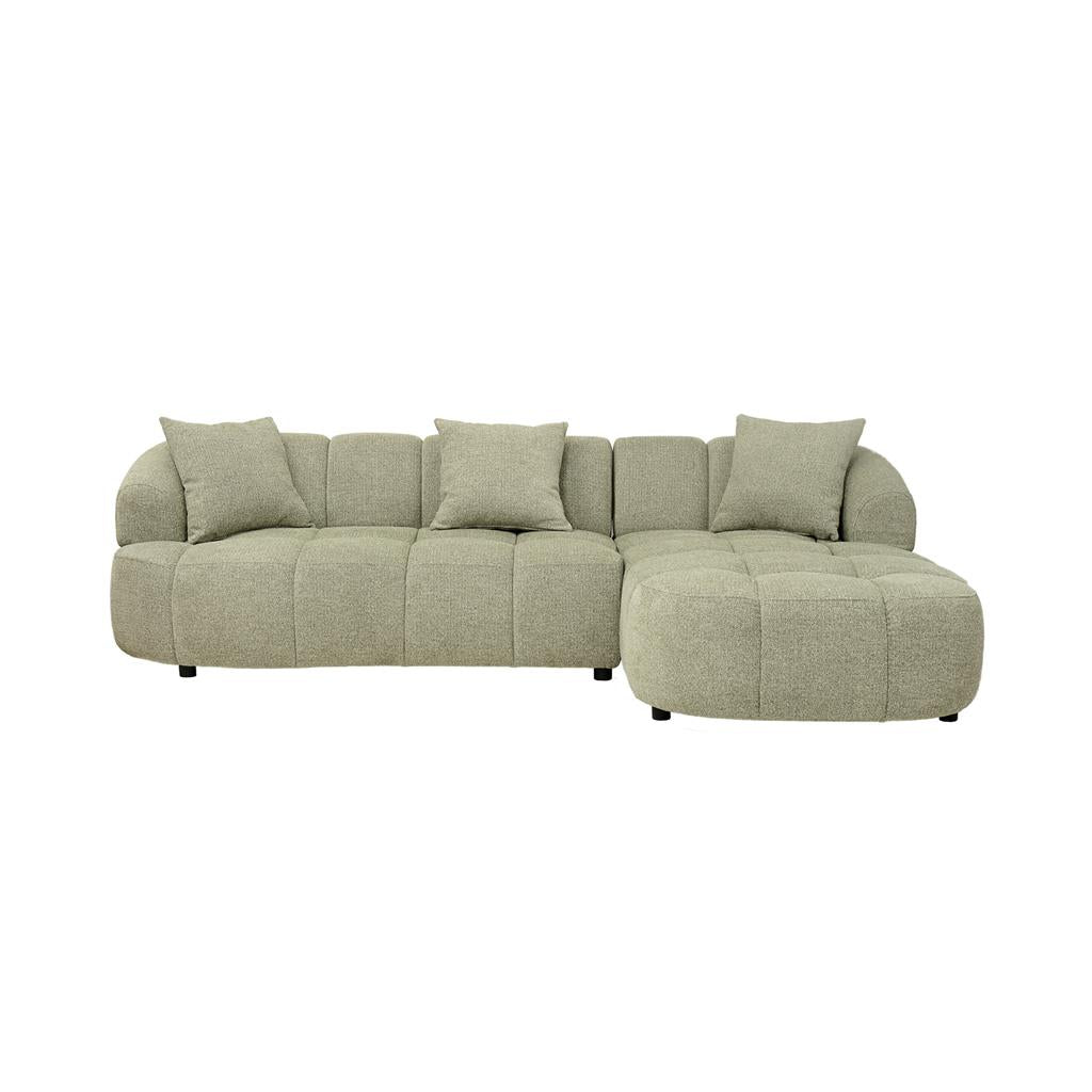 Aubrey Curved Fabric Sofa with Right Chaise - Pistachio