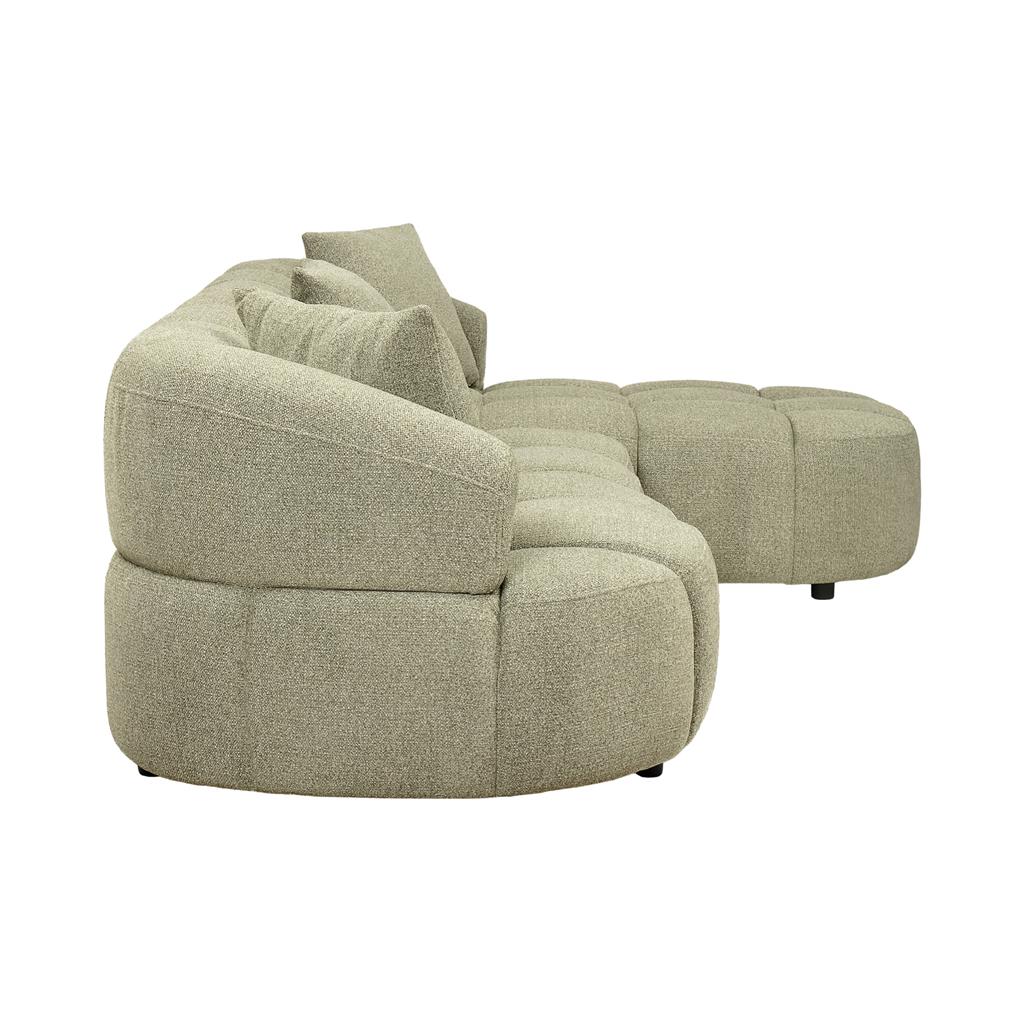 Aubrey Curved Fabric Sofa with Right Chaise - Pistachio