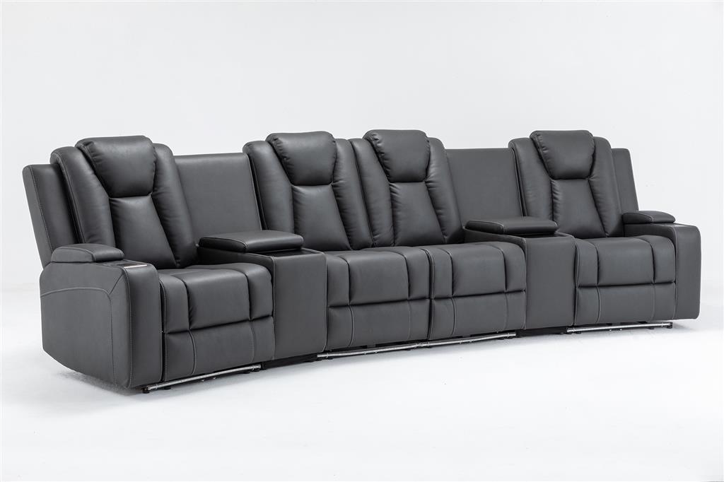 Regent 4 Seater Dual Motor Electric Home Theatre - Charcoal