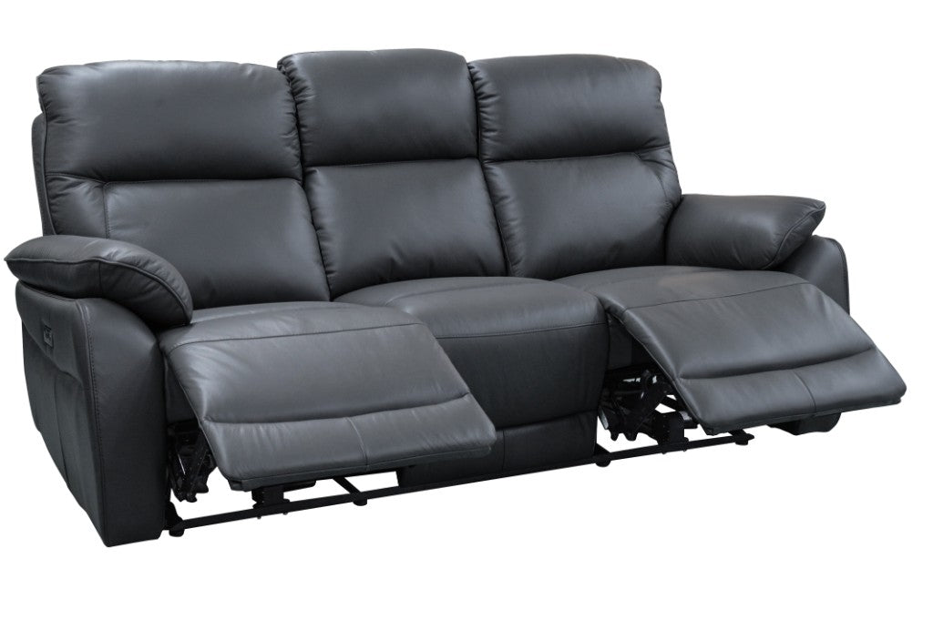 Aspect 3 Seater Leather Electric Recliner Sofa - Graphite