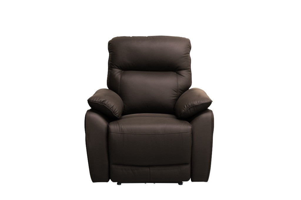 Halston Leather Electric Recliner Chair - Chocolate
