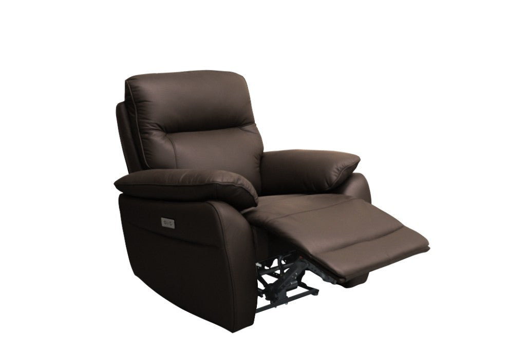 Halston Leather Electric Recliner Chair - Chocolate