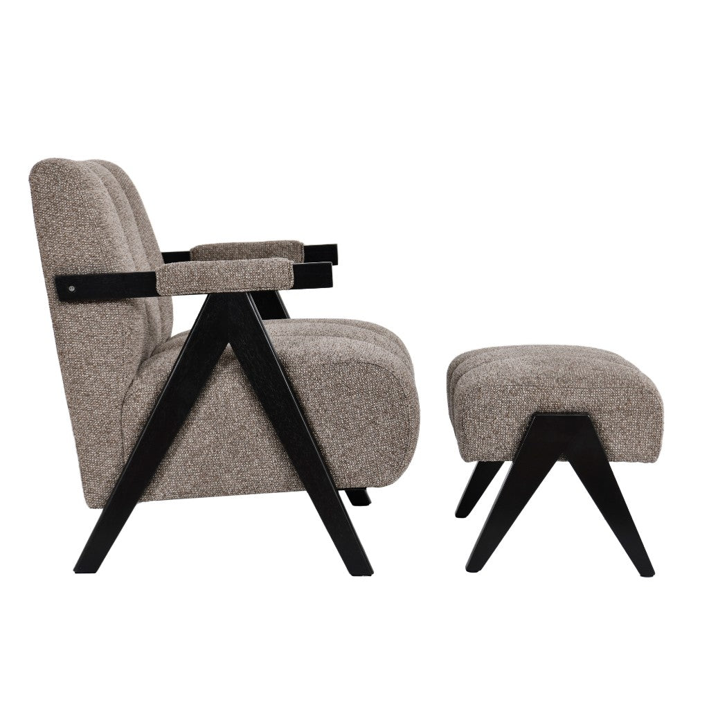 Demoria Fabric Armchair & Footstool Set - Fawn