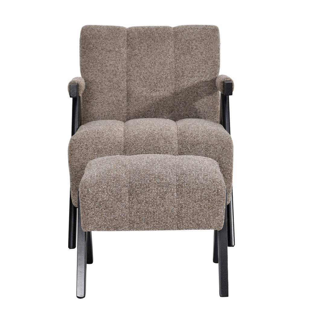 Demoria Fabric Armchair & Footstool Set - Fawn