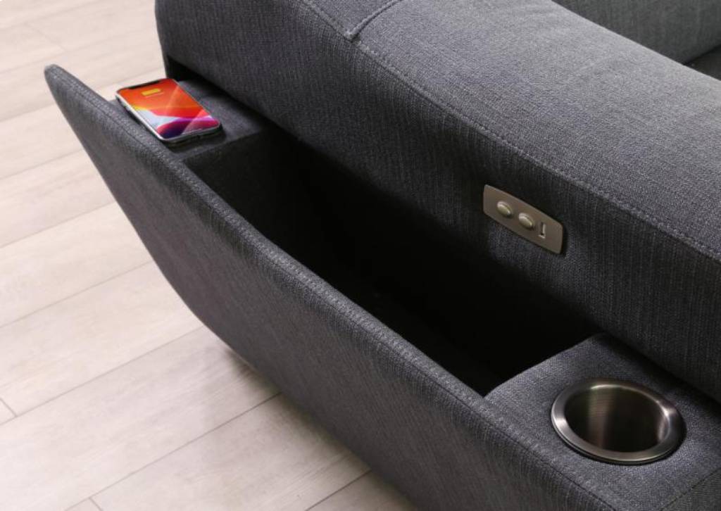 Blake Fabric Modular Corner Lounge Sofa With Electric Recliners - 4 Seater