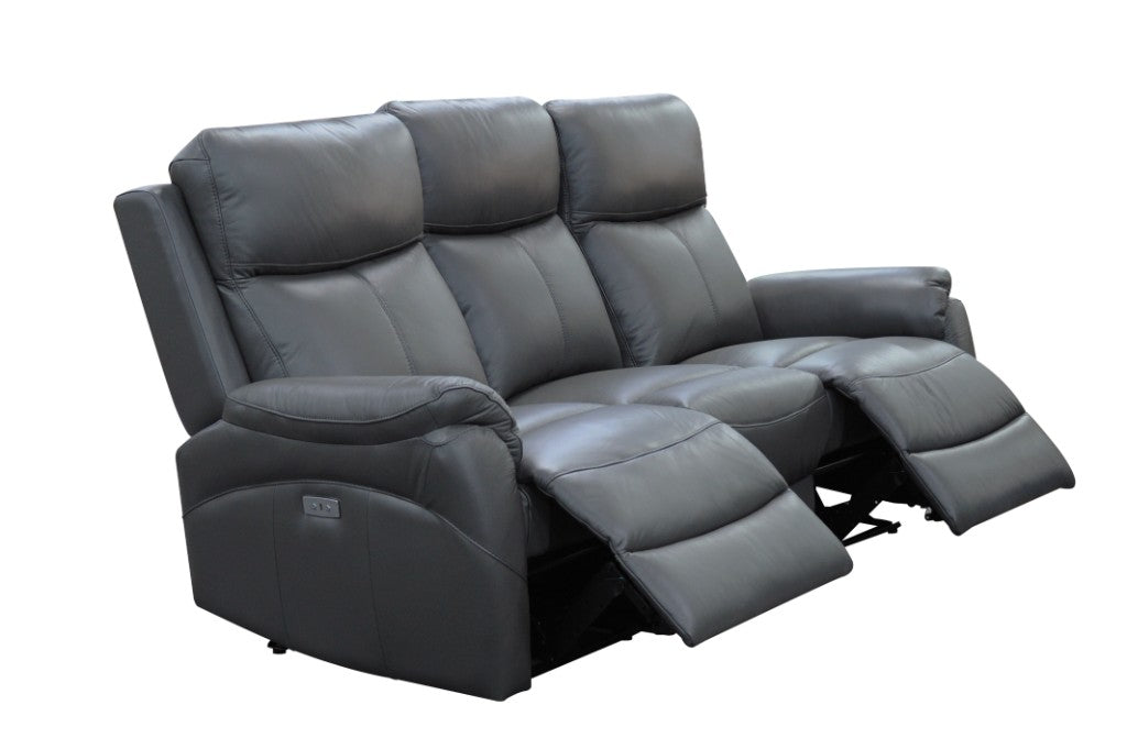 Camden Leather Electric Recliner Lounge Set - Gunmetal