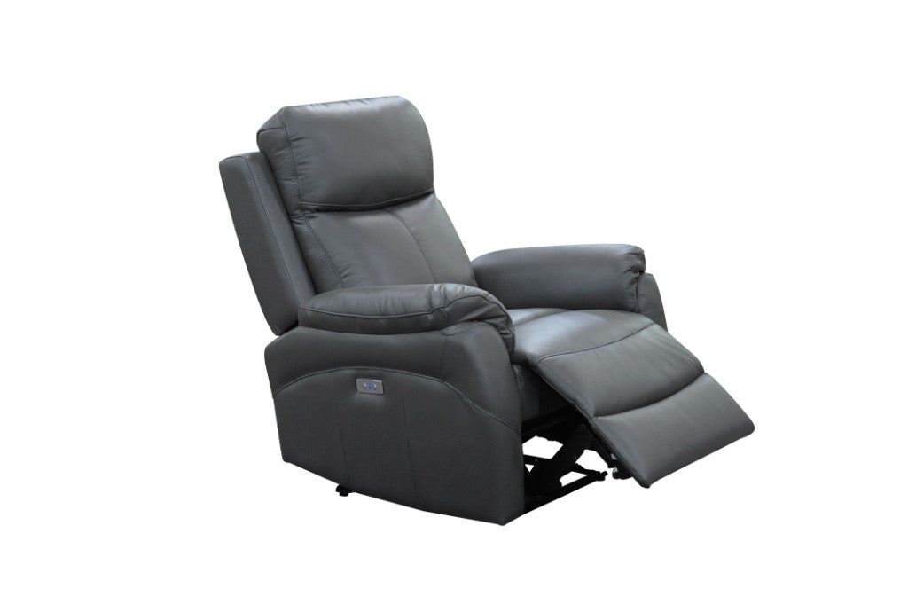 Camden Leather Electric Recliner Lounge Set - Gunmetal