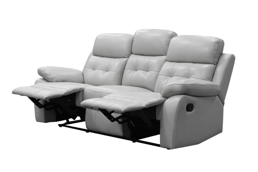 Cosmic 3 Seater With 2 Single Recliners Leather Lounge Set - Silver