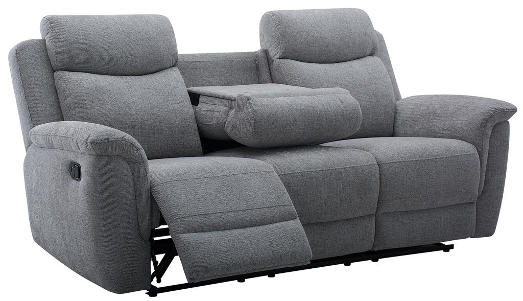Dawson 3 Seater Manual Recliner with Drop-Down Tray - Steel