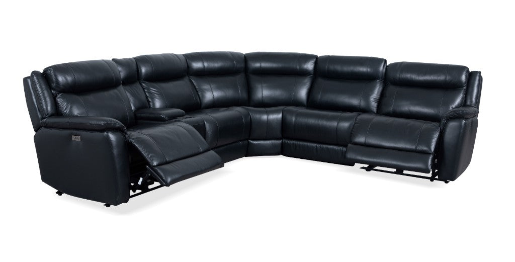 Edward Corner Modular Leather Lounge with Electric Recliners