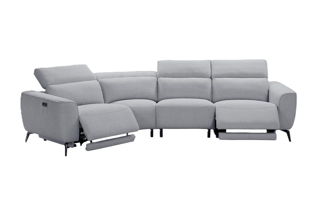 Lorenzo 4 Piece Corner Modular with Dual Motor Recliners - Light Grey