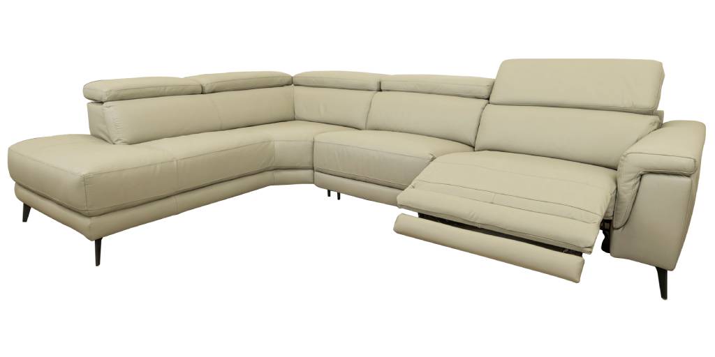 Harper Leather 2 Seater Lounge With Electric Recliner & Left Hand Facing Chaise