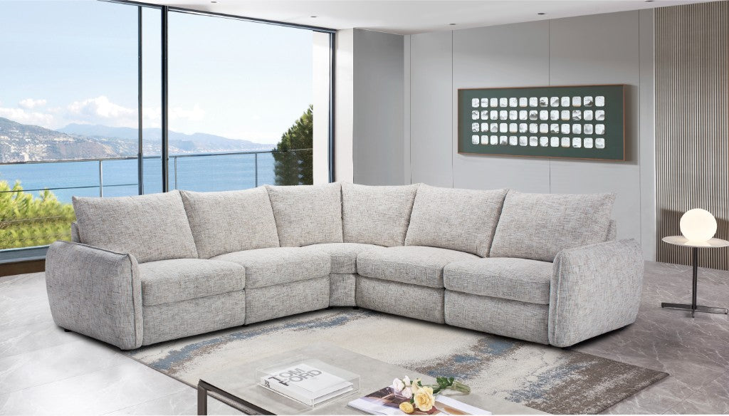Avoca Fabric Corner Sofa with Power Recliners - Beige