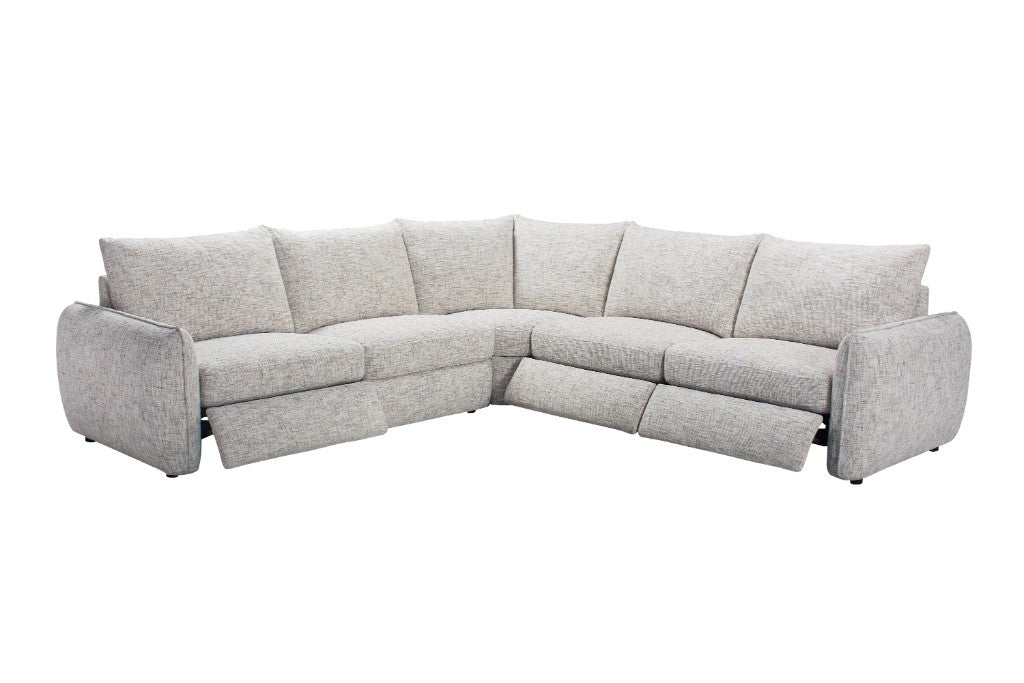 Avoca Fabric Corner Sofa with Power Recliners - Beige