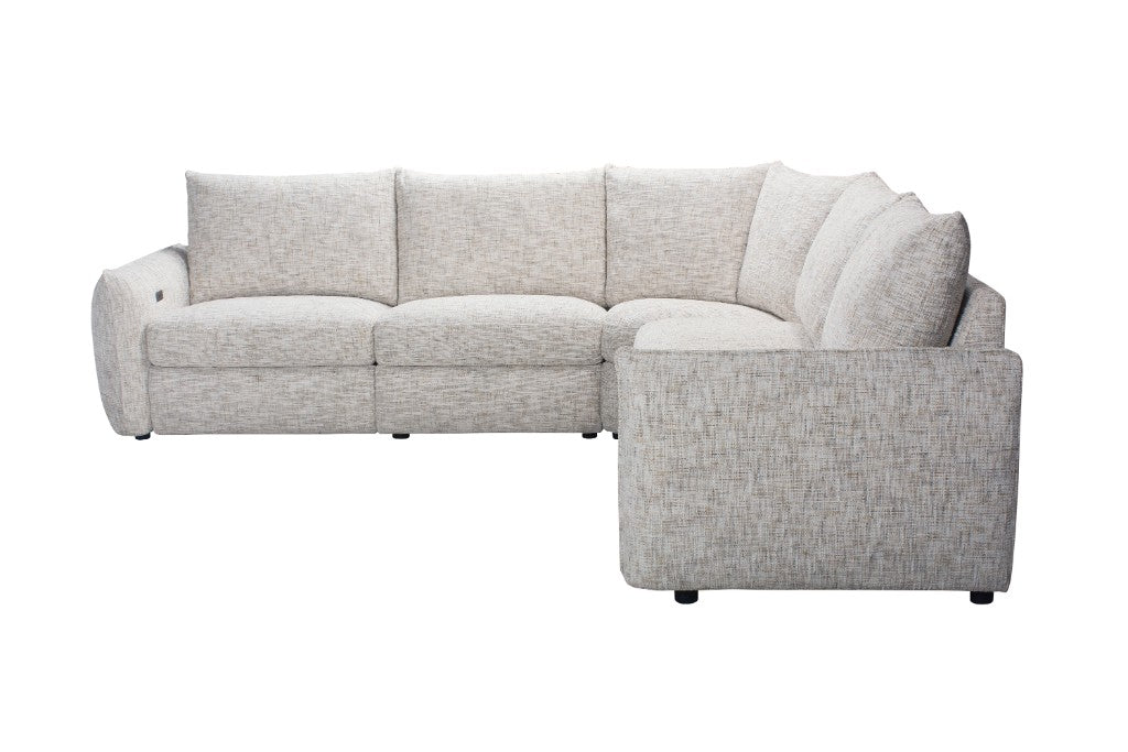 Avoca Fabric Corner Sofa with Power Recliners - Beige