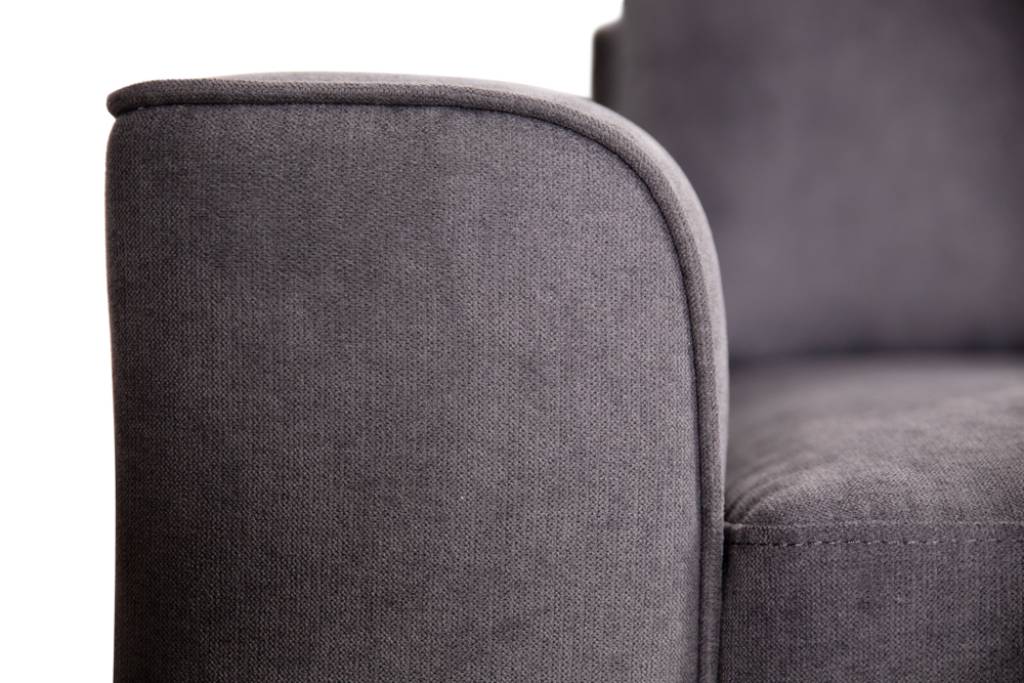 Keith 3 Seater Upholstered Sofa with Chaise + Sofa Bed-Dark Grey