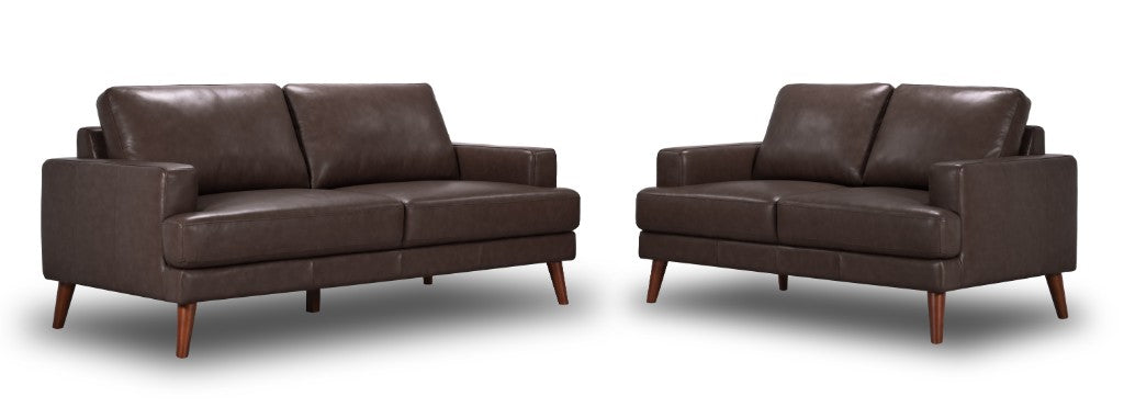 Mia 3+2 Seater Leather Sofa Set - Chocolate