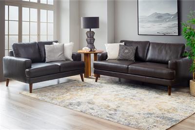 Mia 3+2 Seater Leather Sofa Set - Chocolate