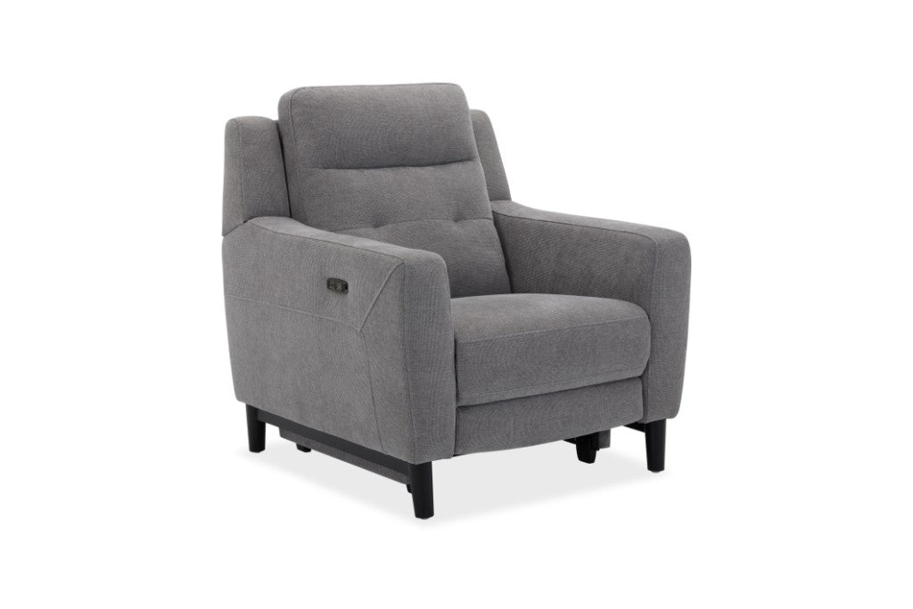 Morgan Fabric Lounge Electric Recliner Sofa - Grey