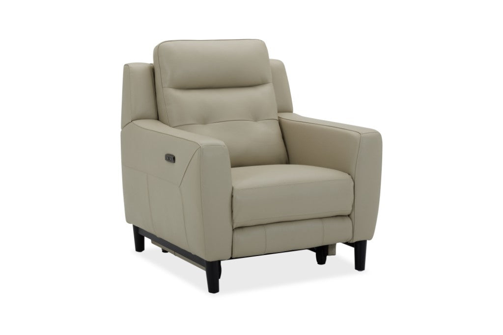 Morgan Leather Electric Recliner Lounge Sofa - Beige