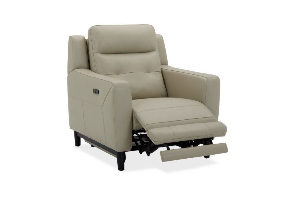 Morgan Leather Electric Recliner Lounge Sofa - Beige