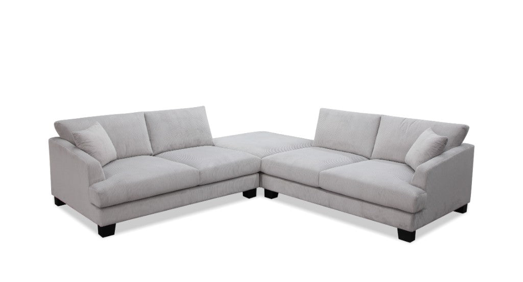 Polaris 3 Piece Modular Lounge with Ottoman - Light Grey