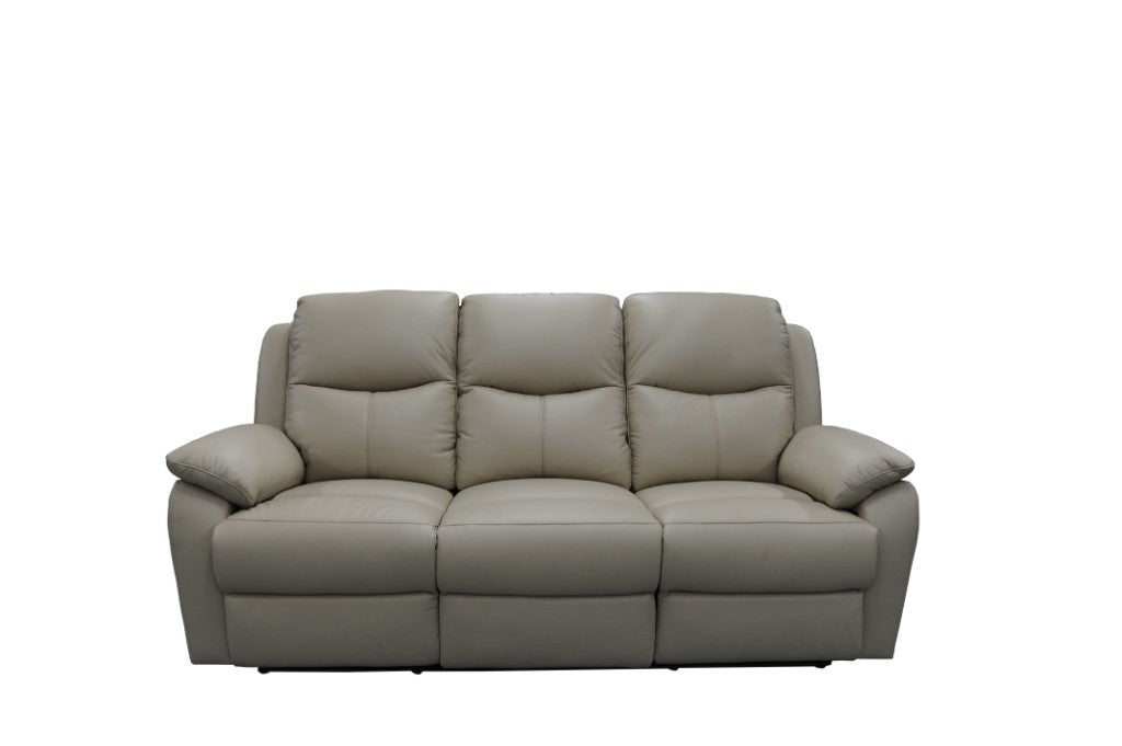 Sussex Leather 3 Seater Sofa with 2 Manual Recliners - Wheat