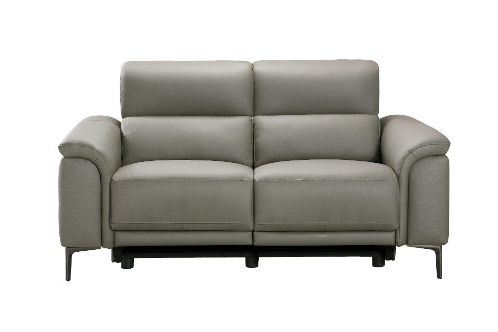 Banksia Leather 2 Seater Dual Motor Recliner - Grey