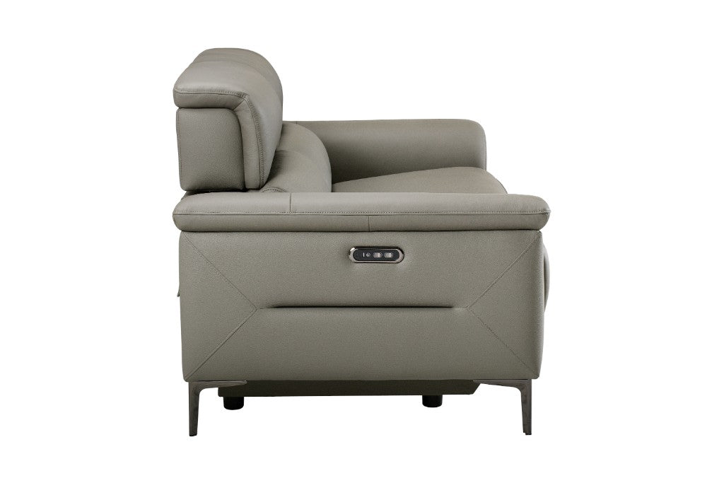 Banksia Leather 2 Seater Dual Motor Recliner - Grey