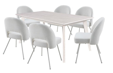 Paloma 7 Piece Acacia Dining Set 180cm - White